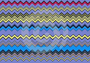 Abstract and contemporary digital art colourful zigzag design