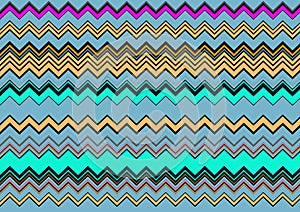 Abstract and contemporary digital art colourful zigzag design