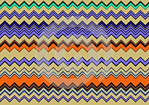 Abstract and contemporary digital art colourful zigzag design