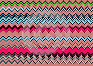 Abstract and contemporary digital art colourful zigzag design