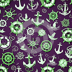 Abstract and contemporary digital art nautical anchor design