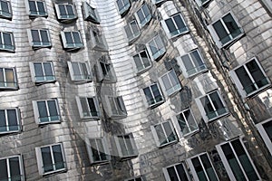 Abstract contemporary silver curved building