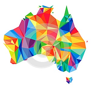 Abstract continent of Australia from triangles. Origami style.