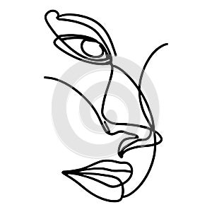 Abstract Continuous Line Vector Illustration of a Face Profile