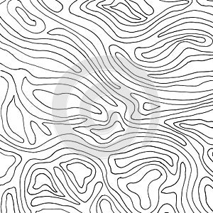 Abstract contour line background. Modern topographic pattern with organic curves and wavy lines. Minimal black and white vector