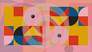 Abstract contrasting colorful geometric shapes in motion, seamless loop. Motion. Concept of suprematism art style.