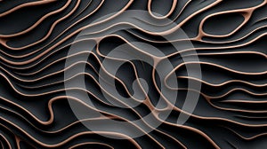 Abstract Copper Black Waves: Layered Organic Forms With Grit And Grain