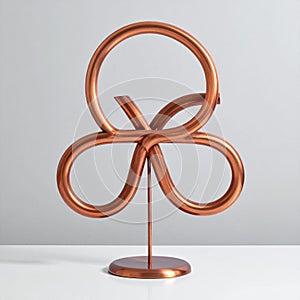 Abstract Copper Knot Sculpture on Display