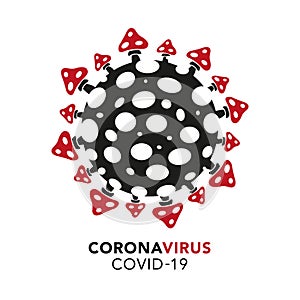 Abstract coronavirus bacteria cell icon, COVID -19 from fly agaric mushrooms on a white background. isolated object. Worldwide pan