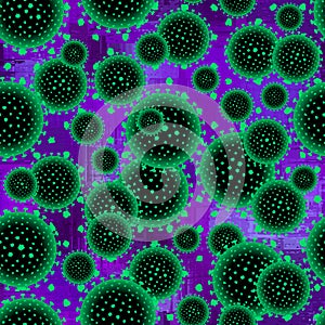 Abstract coronavirus virions.. Seamless vector image photo
