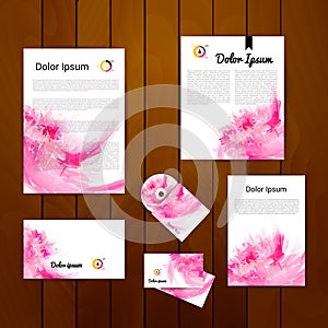 Abstract Corporate identity pink template. Vector company spots style for brandbook and guideline.