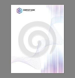 Abstract Corporate Purple Letterhead Template for Print with Square Logo