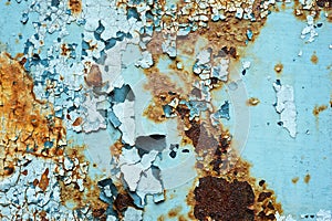 Abstract corroded colorful wallpaper grunge background iron rusty artistic wall peeling paint.