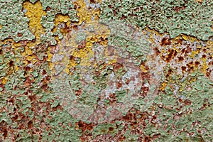 Abstract corroded colorful wallpaper grunge background iron rusty artistic wall peeling paint