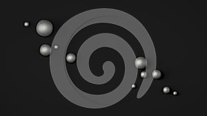 Abstract cosmetic background, top view. Show a product. Empty scene with cylinder and spherical pearls.