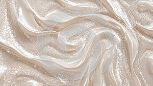 Abstract cosmetic cream texture with pearlescent effects and subtle swirls rendered in luxury tones photo