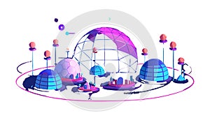 Abstract Cosmic Network of Floating Spheres, vector design Generative AI