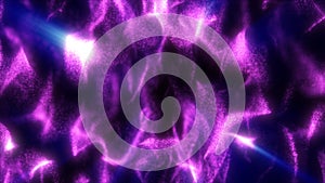 Abstract cosmic visualization of purple glowing particles forming galactic patterns in deep space