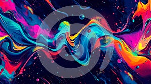 Abstract cosmic waves of bright, swirling colors with a galactic background AI generated photo