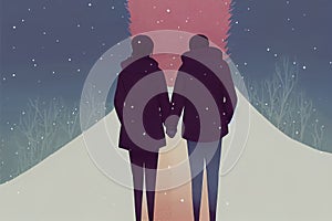 an abstract couple scene with cartoon art, ai generated image