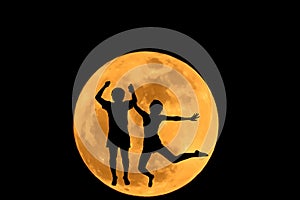 Abstract couples leap at super moon