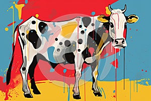 Abstract cow painting. Farm animals. Animals art