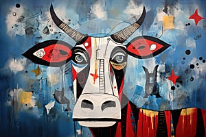 Abstract cow painting. Farm animals. Animals art