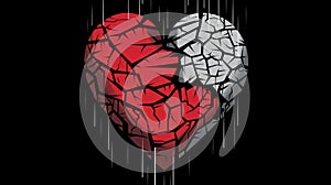 Abstract cracked and broken heart symbolises a past love