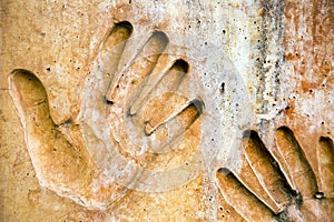 Abstract Cracked Hand Print on Wall