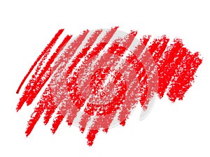 Abstract crayon on white background. Red crayon scribble texture. photo