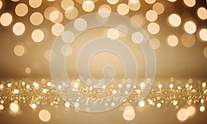 Abstract cream background with blurry festival lights and outdoor celebration bokeh