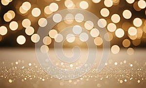 Abstract cream background with blurry festival lights and outdoor celebration bokeh