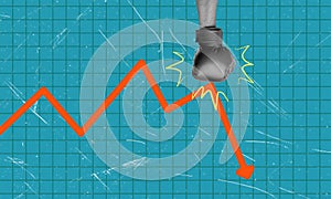 Abstract creative art collage, market declines in the stock market