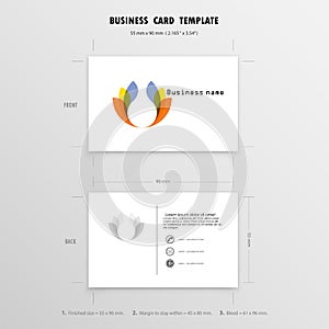 Abstract Creative Business Cards Design Template. Name Cards Symbol. Size 55 mm x 90 mm (2.165 in x 3.54 in).