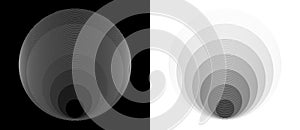 Abstract creative circles with lines as shell or echo. Geometric art lines background. Can be used as icon, logo or tattoo.