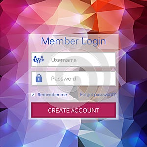 Abstract creative concept vector member login form interface. For web page, site, mobile applications, art illustration