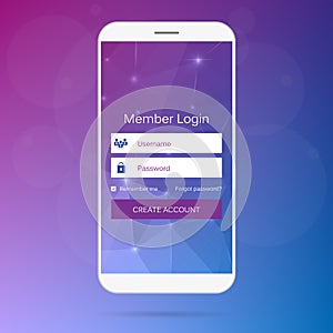 Abstract creative concept vector member login form interface. For web page, site, mobile applications, art illustration