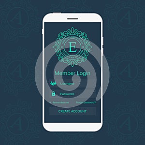 Abstract creative concept vector member login form interface. For web page, site, mobile applications, art illustration