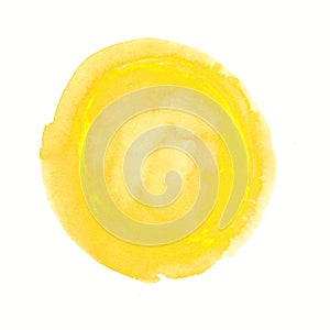 Abstract creative design element. Watercolor yellow blot. Hand painted brush stroke