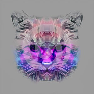 Abstract creative illustration with colorful cat