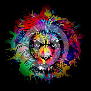 Abstract creative illustration with colorful lion