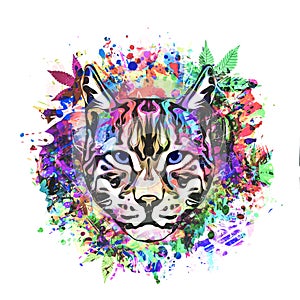 Abstract creative illustration with colorful lion