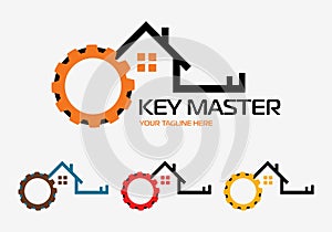 Abstract creative key duplication logo concept. Professional skilled key cutter sign