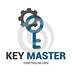 Abstract creative key duplication logo concept. Professional skilled key cutter sign.