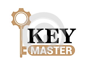 Abstract creative key duplication logo concept. Professional skilled key cutter sign.