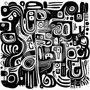 Abstract Black And White Art Inspired By Pre-columbian Style photo