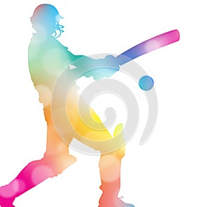 Abstract Cricket Player in Beautiful Summer Haze.