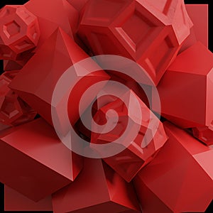 Abstract Crimson Geometric Forms Interlocking Design
