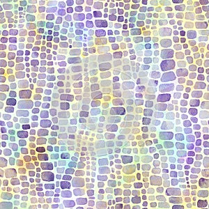 Abstract crocodile reptile scales watercolor seamless pattern