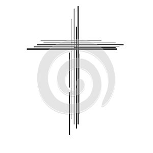 Abstract cross. Christian Symbol. Sign of lines. Vector